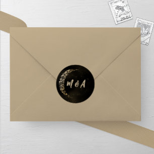 Sticker Rond Lune noire et or et Mariage arrière