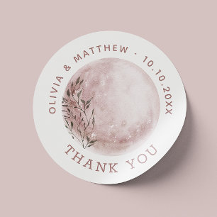 Sticker Rond Lune rousse. Merci élégant mariage Favoriser Étiqu