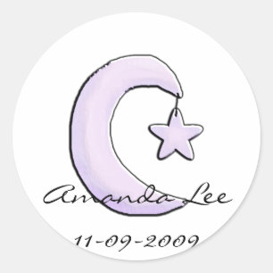 Sticker Rond Lune violette