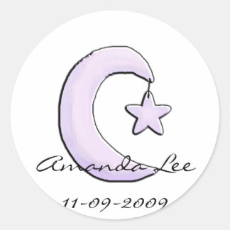 Sticker Rond Lune violette