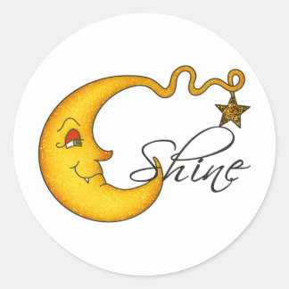 Sticker Rond LuneLuneBrille Avec Étoile