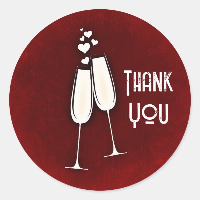 Sticker Rond Lunettes de Champagne et Coeurs (Devant)