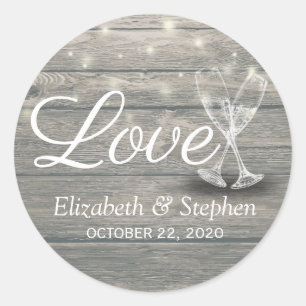 Sticker Rond Lunettes de Champagne mariage Merci