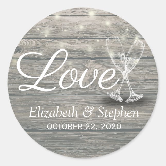 Sticker Rond Lunettes de Champagne mariage Merci (Devant)