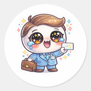 Sticker Rond Lunettes de docteur médical Kawaii mignonnes tenue