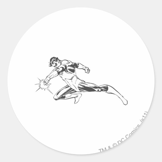 Sticker Rond Lunettes de lanterne verte vers le bas (Devant)