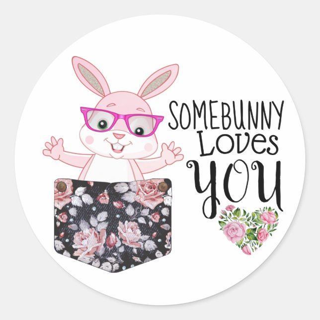Sticker Rond Lunettes de lapin de fille sucrée sur mesure Flora (Devant)