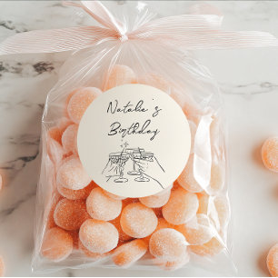 Sticker Rond Lunettes de Martini à main rétro Doddle Anniversai