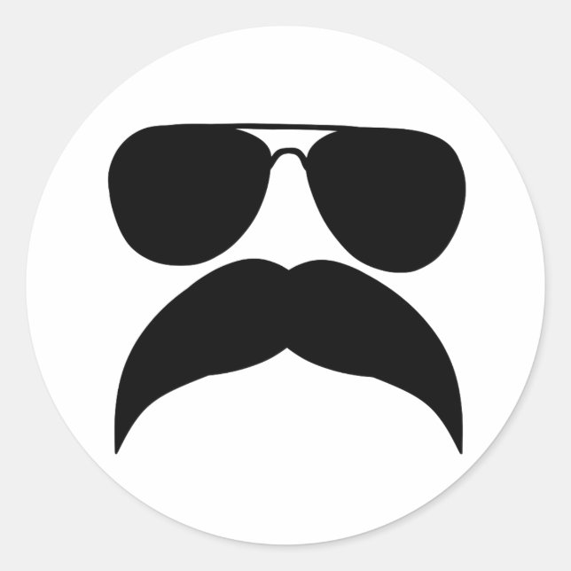 Sticker Rond Lunettes de soleil avec moustache - Choisir la cou (Devant)