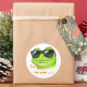 Sticker Rond Lunettes de soleil Cool Frog