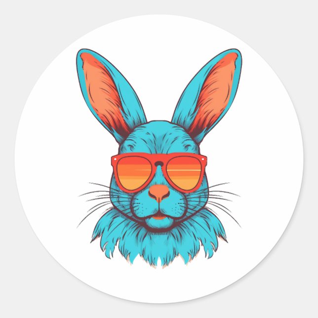 Sticker Rond Lunettes De Soleil cool Pour Lapin De Pâques (Devant)