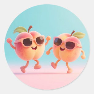 Sticker Rond Lunettes de soleil de pêches dansantes