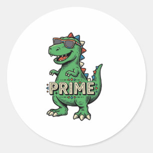 Sticker Rond Lunettes de soleil dinosaure vintage Prime Cartoon