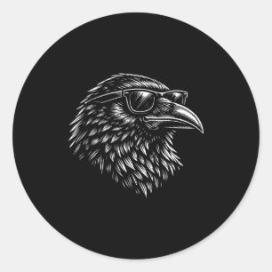 Sticker Rond Lunettes de soleil gothiques corbeau vintage encre
