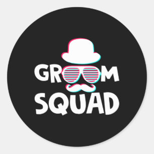 Sticker Rond Lunettes de soleil Groom Squad Mariage Enterrement