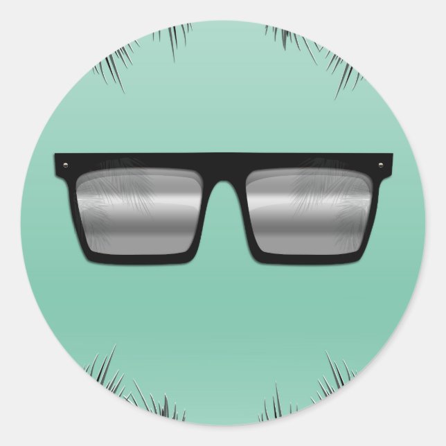 Sticker Rond Lunettes de soleil Noir & Argent Teal Sweet 16 Fêt (Devant)