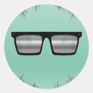Sticker Rond Lunettes de soleil noir et argent Turquoise Sweet 
