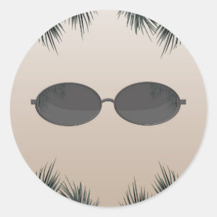Sticker Rond Lunettes de soleil ovales pour la fête au bord de 