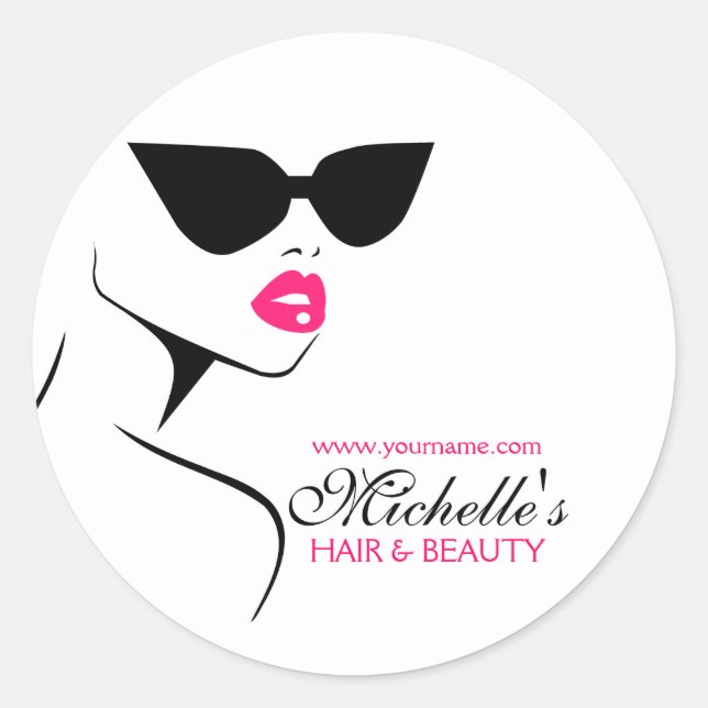 Sticker Rond Lunettes de soleil rétros cheveux et beauté maquil (Devant)