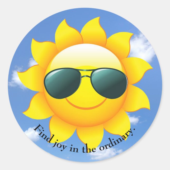 Sticker Rond Lunettes de soleil sur le soleil jaune dans le cie (Devant)