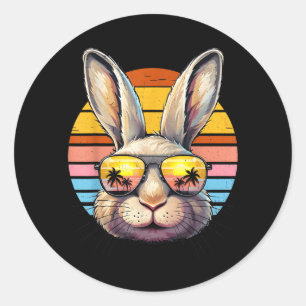 Sticker Rond Lunettes de soleil visage de lapin de Pâques vacan