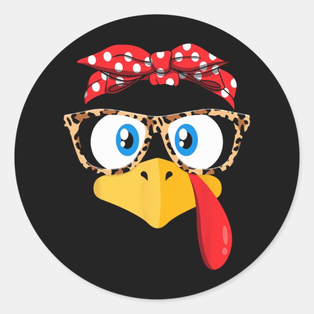 Sticker Rond lunettes d'empreinte de léopard à visage de dinde  (Devant)