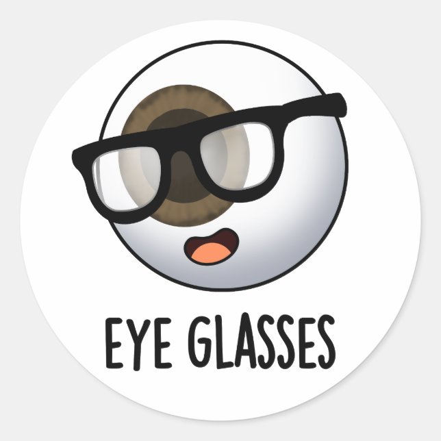Sticker Rond Lunettes d'yeux amusant Puns d'yeux (Devant)