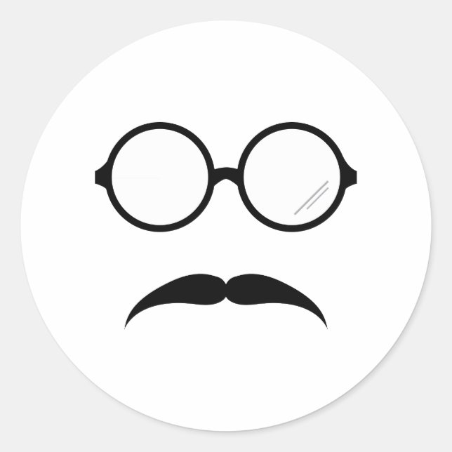 Sticker Rond Lunettes et moustache (Devant)