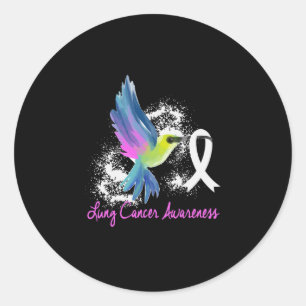 Sticker Rond Lung Cancer Awareness Pearl Ribbon