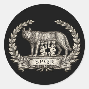 Sticker Rond Lupa Capitolina Vintage Emblème Romulus Remus SPQR