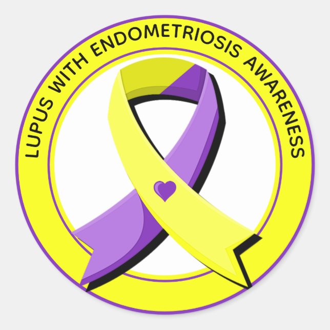 Sticker Rond Lupus avec Endometriose Sensibilisation Coeur (Devant)