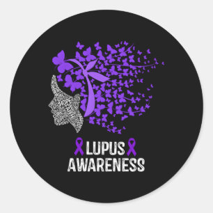 Sticker Rond Lupus Sensibilisation Lupus Purple Papillons