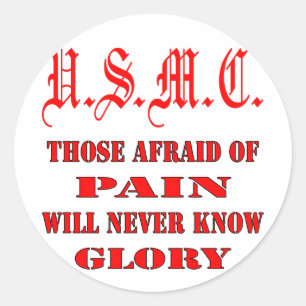 Sticker Rond L'usmc ceux effrayés de la douleur ne saura jamai