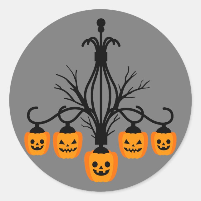 Sticker Rond lustre citrouille Halloween gothique (Devant)
