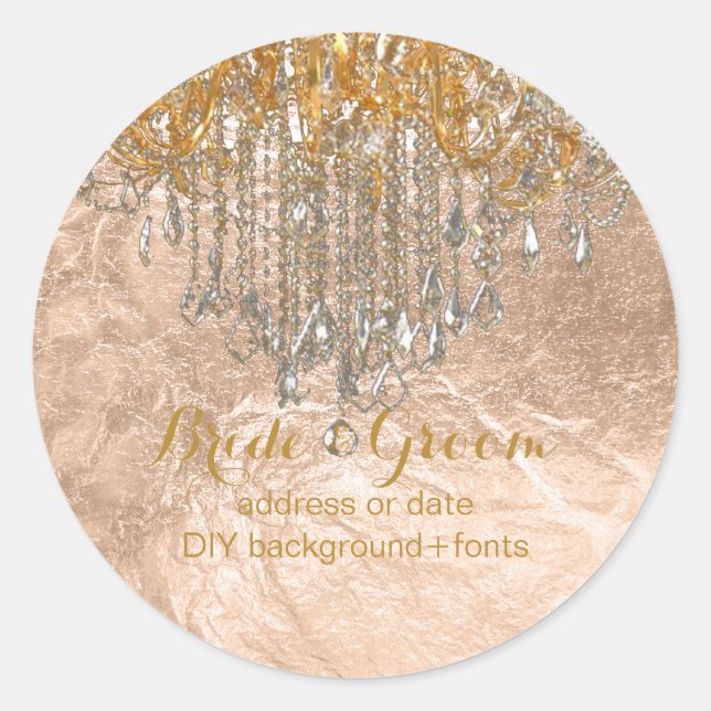 Sticker Rond Lustre en cristal de ton or PixDezines (Devant)