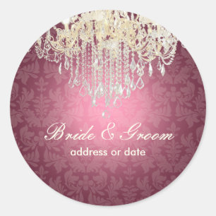 Sticker Rond lustre en cristal PixDezines/damas baroque