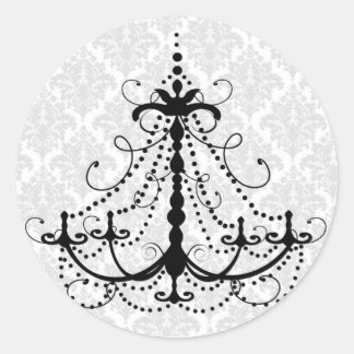 Sticker Rond Lustre noir et damas