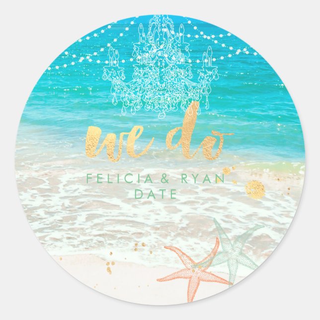 Sticker Rond Lustre PixDezines/plage/éclairage (Devant)