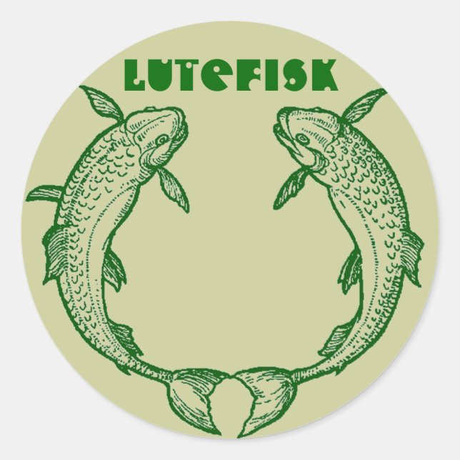 Sticker Rond Lutefisk Poisson Canning Jar STICKERS! Kalamojakka (Devant)