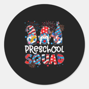 Sticker Rond Lutin d'équipe de maternelle 4 juillet professeur 