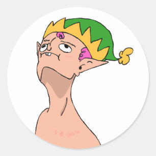Sticker Rond Lutin regardant Noël !