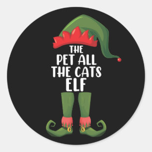 Sticker Rond Lutine qui caresse tous les chats Noël de famille