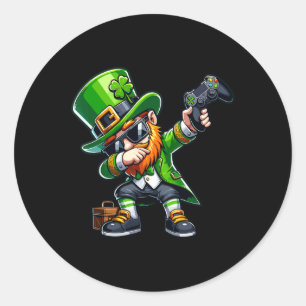 Sticker Rond Lutins de joueur Dabbing Danse de Dab St Pattys Fê