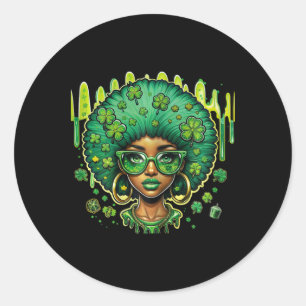 Sticker Rond Lutrin féminin afro-américain noir St-Patric