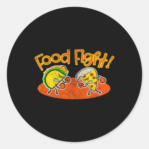 Sticker Rond Lutte alimentaire - Drôle Taco Pizza Slice Hungry 