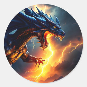 Sticker Rond Lutte contre la foudre du dragon