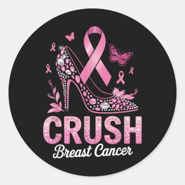 Sticker Rond Lutte contre le cancer du sein - Crush (Devant)
