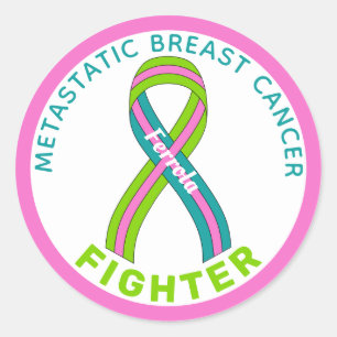Sticker Rond Lutte contre le cancer du sein métastatique blanc