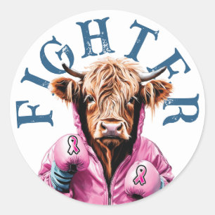 Sticker Rond Lutte contre le cancer du sein Vache bleue