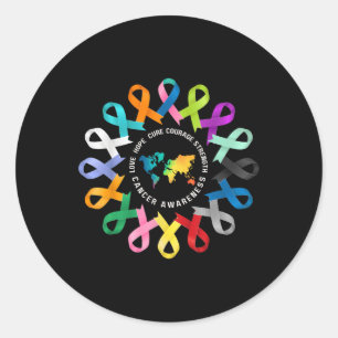 Sticker Rond Lutte contre le cancer et la sensibilisation au ca